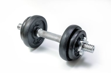 Siyah metal dambıl kesme yolu ile beyaz arkaplan üzerinde izole