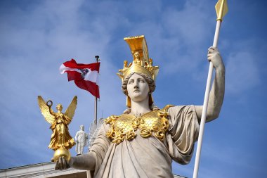 Ayrıntı Athena çeşme Viyana'da Avusturya Parlamento binası önünde