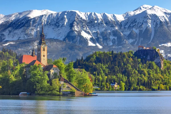 Slowenien - kleine Kirche auf der Insel — Stockfoto