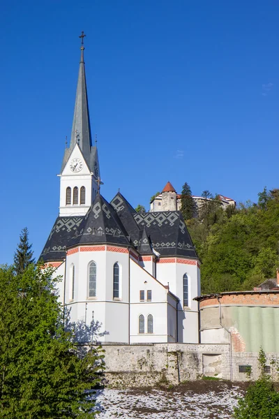 Bled, Slovenia - fortezza e chiesa — Foto Stock