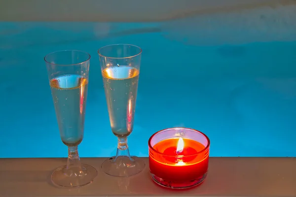 Romantische Nacht Der Badewanne — Stockfoto