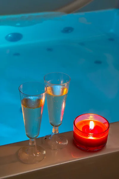 Romantic Night Bath Tub — Stock Photo, Image