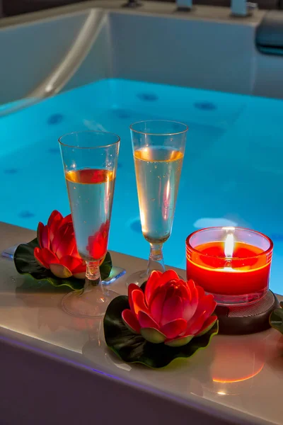 Romantic Night Bath Tub — Stock Photo, Image