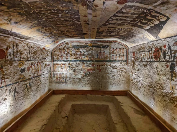 Uvnitř Egyptské Faraonovy Hrobky Údolí Králů Théby Luxor Egypt — Stock fotografie