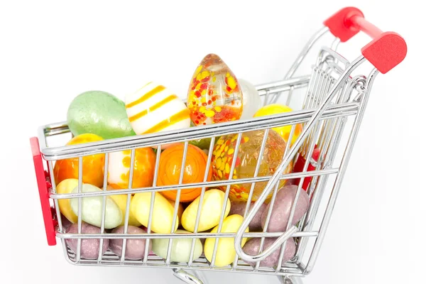 Easter eggs in the cart — Stock Photo, Image