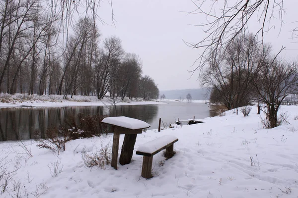 Bela Paisagem Inverno Aldeia Russa Novaya Tavolzhanka Distrito Shebekinsky Região — Fotografia de Stock