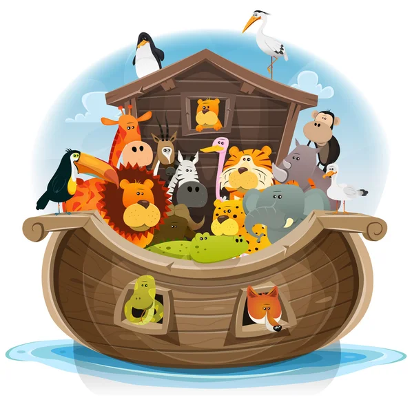 Noah's Ark With Cute Animals — Stock Vector