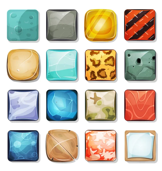 Boutons et icônes ensemble pour application mobile et jeu Ui — Image vectorielle