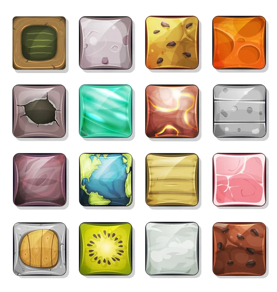Botones e iconos establecidos para la aplicación móvil y el juego Ui — Archivo Imágenes Vectoriales