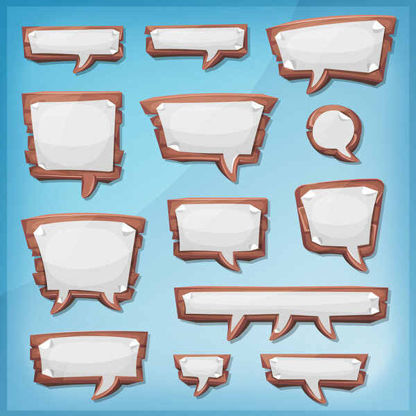 Cartoon Wood Speech Bubbles for Ui Game
