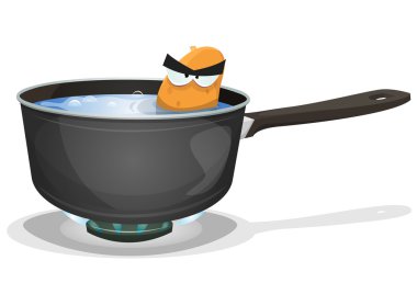 Boiling Potato Inside Kitchen Pan clipart