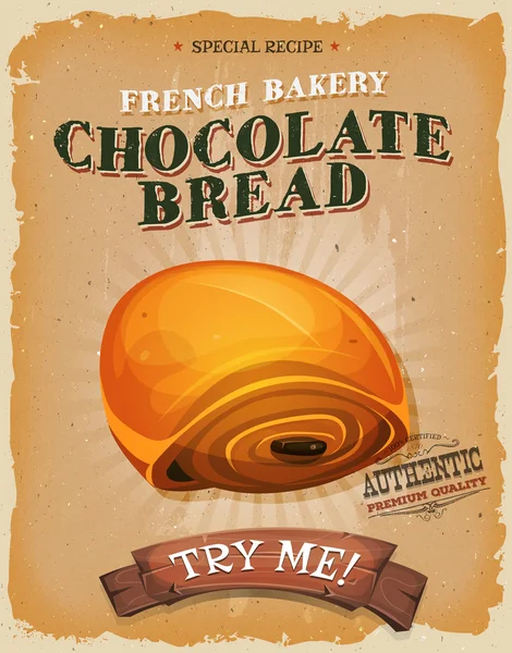 Grunge 和老式巧克力面包海报 — 图库矢量图片