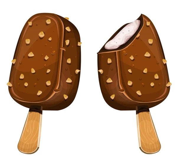 Chocolate sorvete stick — Vetor de Stock