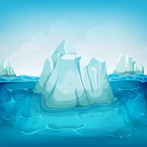 빙산 내부 바다 풍경 — 스톡 벡터