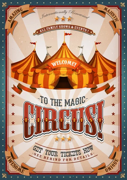 Vintage Circus Poster With Big Top — Stock Vector
