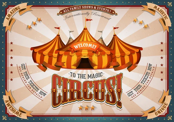 Vintage Circus plakát s velkým knoflíkem — Stockový vektor