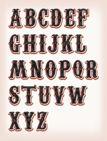 Vintage Circus en westerse Abc lettertype — Stockvector