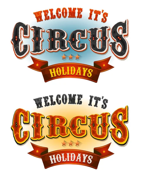 Circus svátky uvítací nápisy — Stockový vektor
