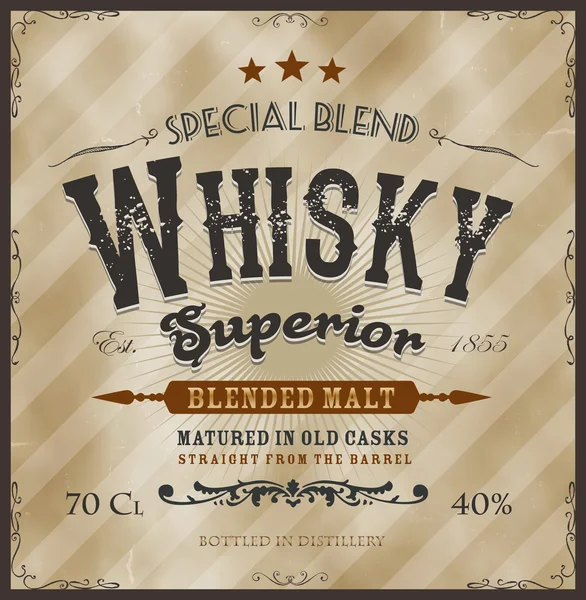 Whisky Label voor fles — Stockvector