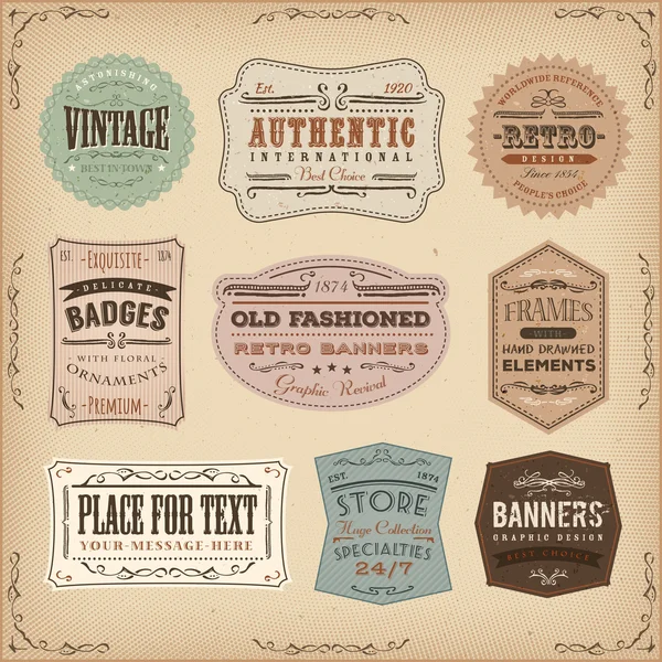 Vintage and Old-Fashioned Labels Ans Signs — стоковый вектор