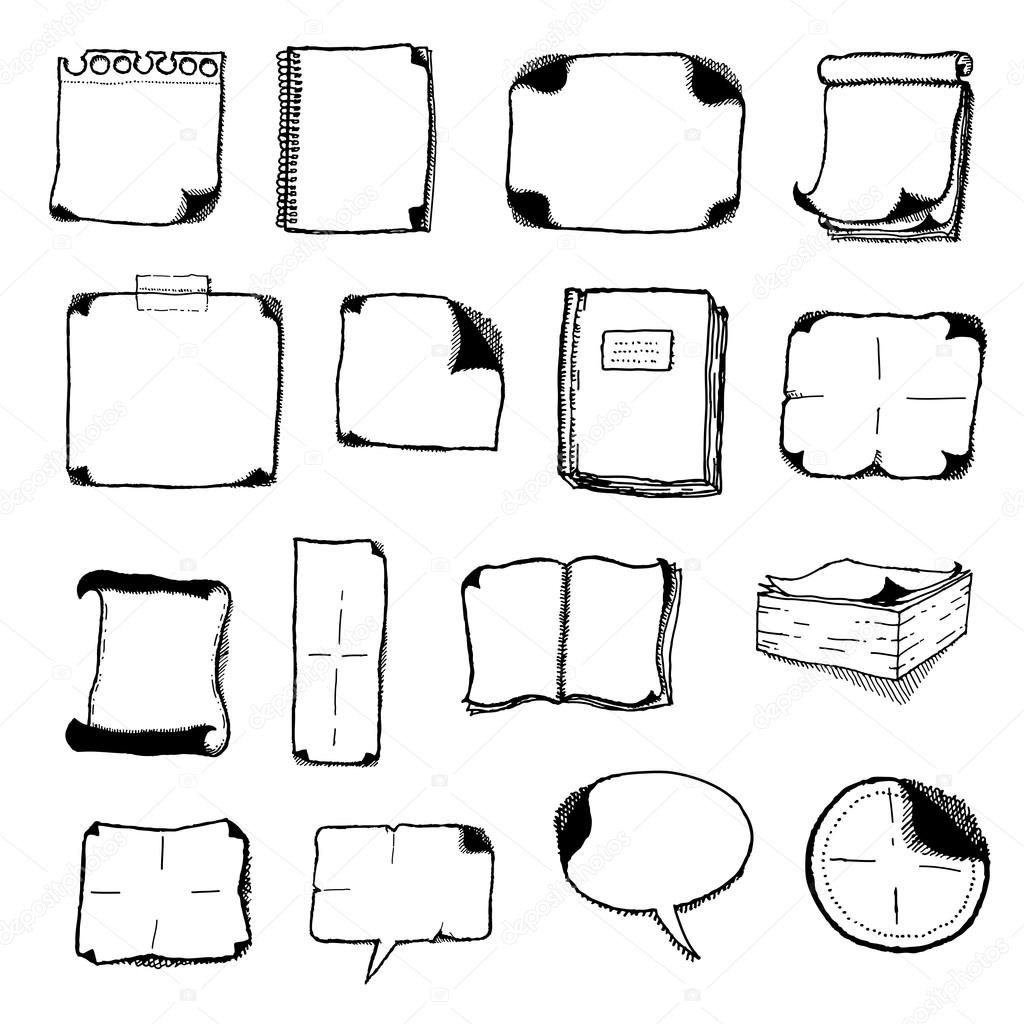 Note Pads, Speech Bubbles And Office Icons