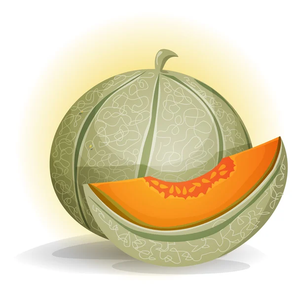 Melón de dibujos animados con una parte — Vector de stock