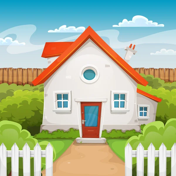 House Inside Garden — Stock Illustration House Inside Garden Vector Graphics