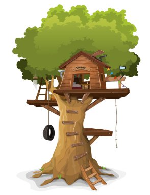 Karikatür komik ağaç evi