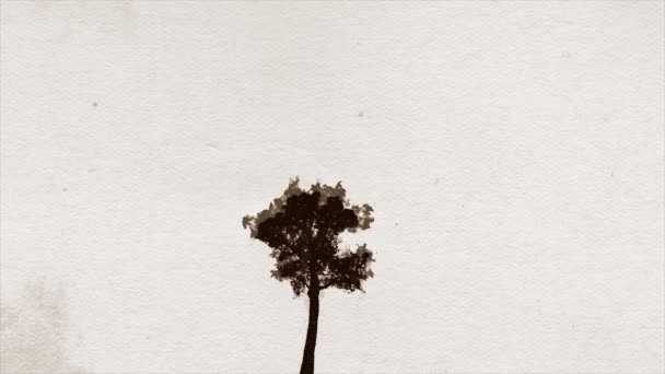 Абстрактне Дерево Силует Малювати Пензлі Анімація Анімація Абстрактного Силуету Пофарбованого — стокове відео