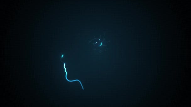 脑力网络技术背景动画技术背景动画技术背景动画具有人头轮廓轮廓 脑神经元和突触的动画 象征着工作中的脑力 创造力和想法 — 图库视频影像