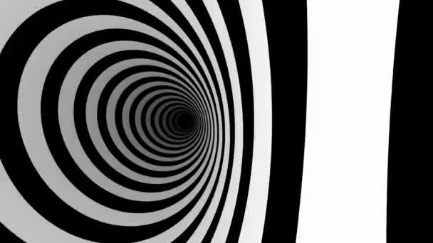 Аннотация Black White Stripe Tunnel Background Loop Animation Abstract Background — стоковое видео