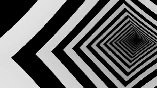 Abstract Black White Square Stripe Tunnel Background Loop Animation Abstract — Stock Video