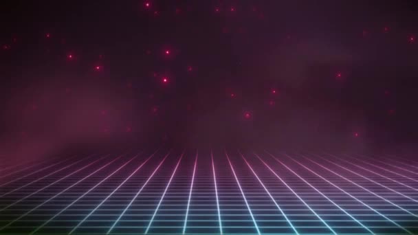 Retro Eighties Technology Grid Offset Background Loop Animation Colorful Abstract — Stock Video