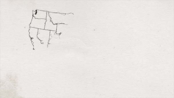 Usa American Map Drawing Texture States Animation Animated Simple Minimal — Stock Video