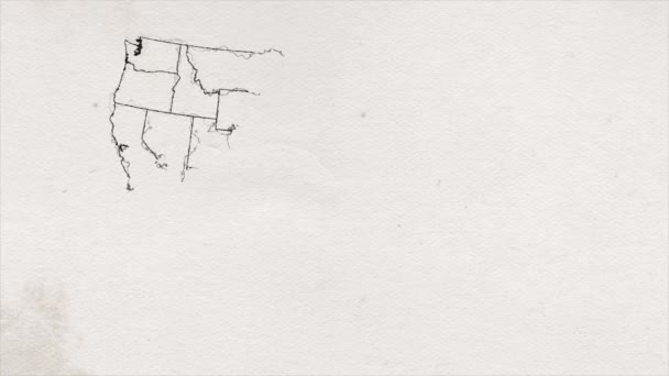 Usa American Map Drawing Texture States Animation Animowany Prosty Minimalny — Wideo stockowe