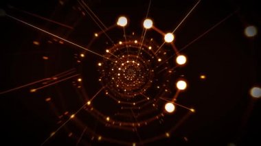 Soyut Hi Tech Futuristic Plexus Tasarım Döngüsü / 4k Soyut teknoloji arka planının çizgilerin ve noktaların pleksus modüler yapısına sahip kusursuz döngü