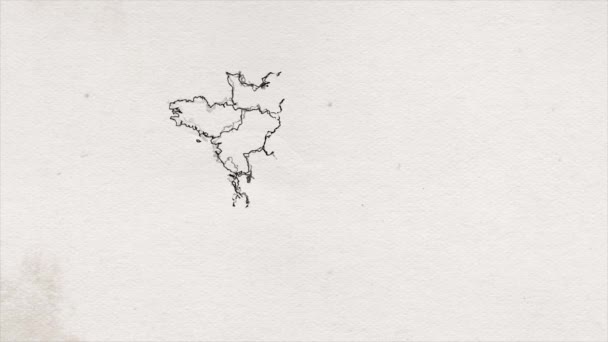 France Map Drawing Showing Intro New Regions Animated France Map — Stok Video