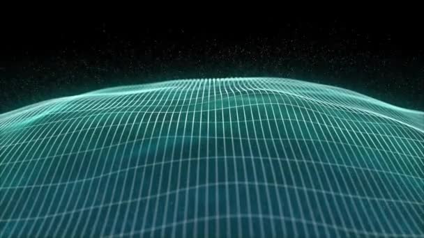 带颗粒环 4K动画的球体和分形运动粒子无缝环的抽象技术背景 — 图库视频影像