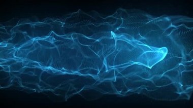 Parçacıklar ve türbülans çizgileri pürüzsüz ve pürüzsüz bir şekilde sallanan soyut bir fraktal organik arkaplan için Soyut Güzel Organik Desenler Arkaplan Döngüsü / 4k animasyonu sallıyor