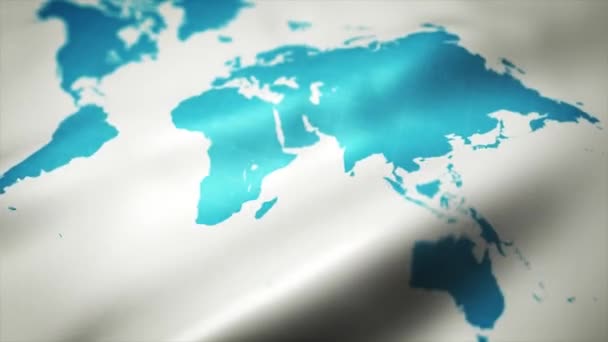 Hartă Mondială Steag Fluturând Buclă Fundal Texturată Animație Unui Fundal — Videoclip de stoc