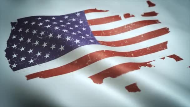 Usa American Map Flag Waving Textured Background Loop Animation Textured — Stock Video