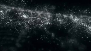 Soyut Parlayan Fraktal Parçacıklar Alan Döngüsü / 4k Soyut zarif bir süsleme fraktal dalga alanı arkaplan parçacıkları titreşen ve kusursuz döngü