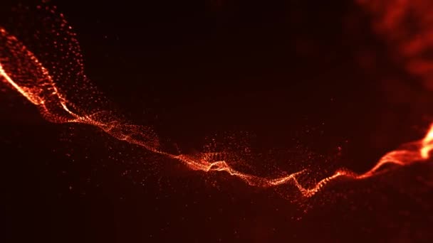 抽象分形火灾颗粒空间景观背景的火球景观Fx背景图 4K动画 具有发光的网线和镜头闪焰流动与无缝环路 — 图库视频影像