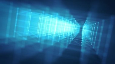 Yüksek-Teknoloji Yapısı Parlak Vuruşlarla Yavaş Döngü / 4k animasyonuyla özetlenmiş küp logosuyla soyut minimum teknoloji arkaplanının animasyonu