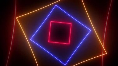 Soyut Dijital Neon Arkaplan Kusursuz Döngüsü / 4k Soyut dijital neon arkaplan ve kare şekilli dikdörtgen döngüsü