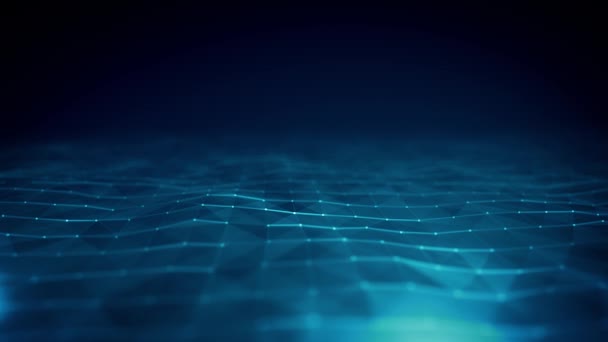 Lignes et points abstraits Technologie numérique Arrière-plan Animation en boucle / 4k d'un arrière-plan technologique abstrait avec lignes et points mobiles pour le concept de données numériques réseau et la communication en boucle transparente