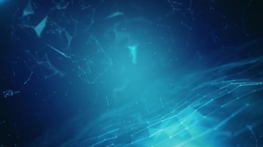 Soyut çizgiler ve Noktalar Dijital Teknoloji Arkaplan Döngüsü / 4k soyut teknoloji animasyonu ağ dijital veri kavramı ve iletişimsiz döngü için hareketli çizgiler ve noktalar