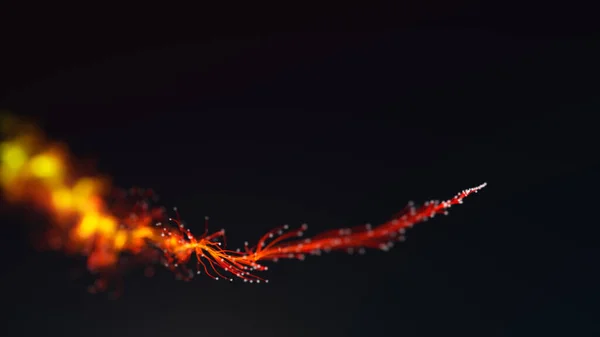 Illustration Einer Abstrakten Hintergrundgrafik Mit Flüssigkeitspartikeln Mit Leuchtfackeln — Stockfoto