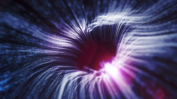 Illustration Abstrakt Explosion Virvel Bakgrund Med Stötvåg Stardust Fraktal Partiklar — Stockfoto
