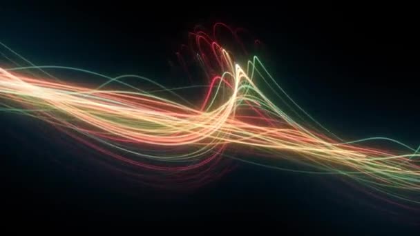 Abstract Glowing Thin Light Strokes Achtergrond Loop Animatie Van Een — Stockvideo